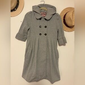 Juicy Couture Grey Double-Breasted Hooded Coat